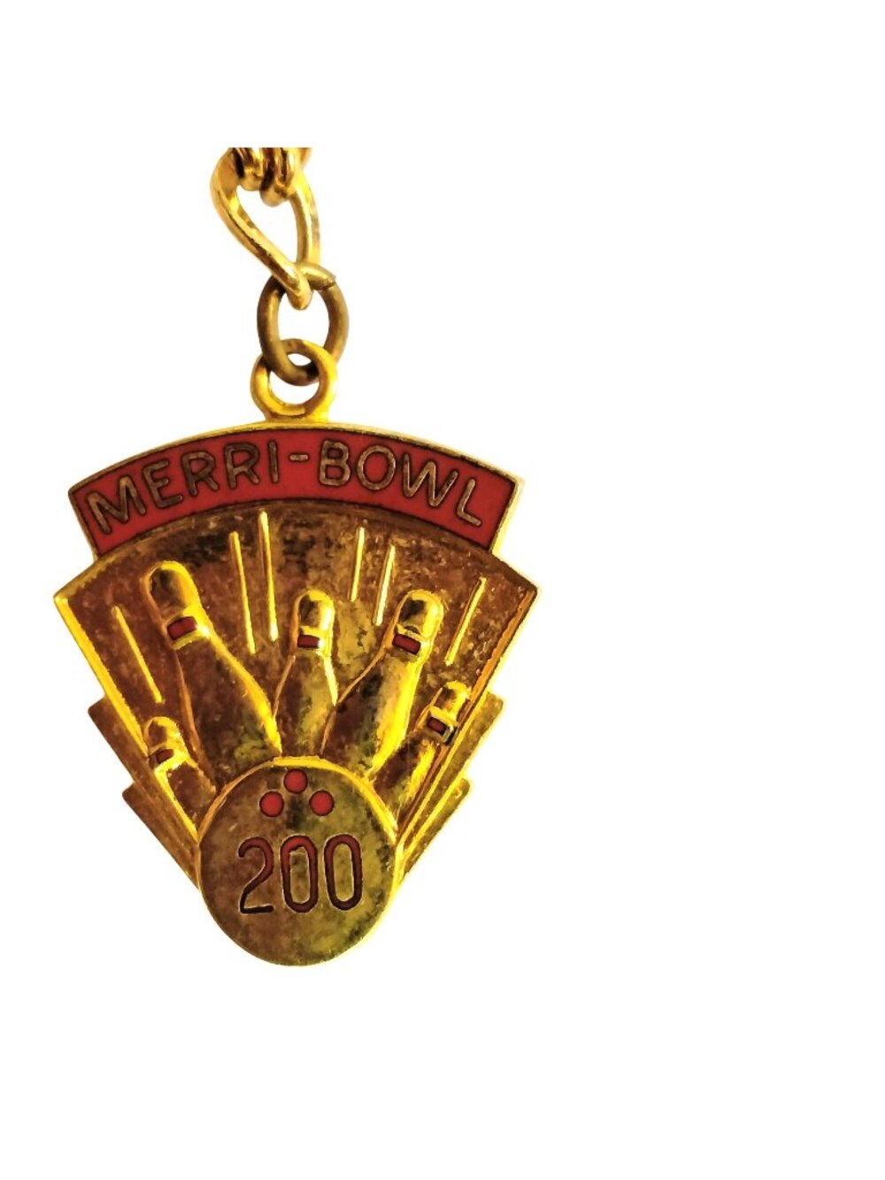 Bowling Bracelet Award Charm Merri Bowl 200 Gold Tone Chain Vintage